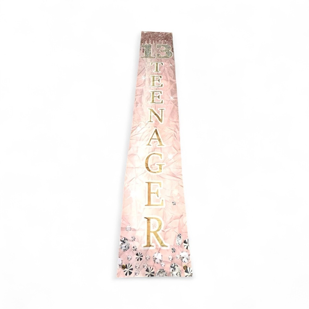 Pink Teenager Banner with Gold Accents